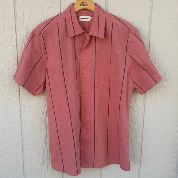 Taylor Stitch Short Sleeve Hawthorne Shirt Men's 42 Red Striped Camp Collar - Picture 2 of 9
